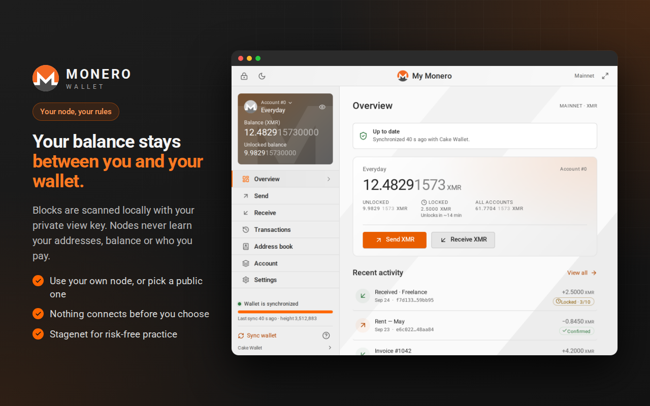 Monero Wallet extension settings and privacy controls